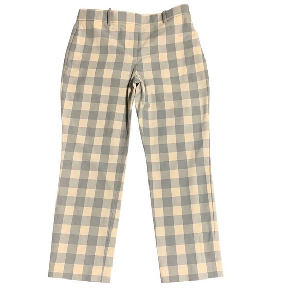 Theory Pants Size Straight Leg Trouser Gray And White Plaid